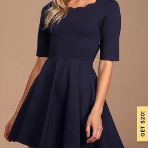 Lulus scalloped edge long sleeve dress